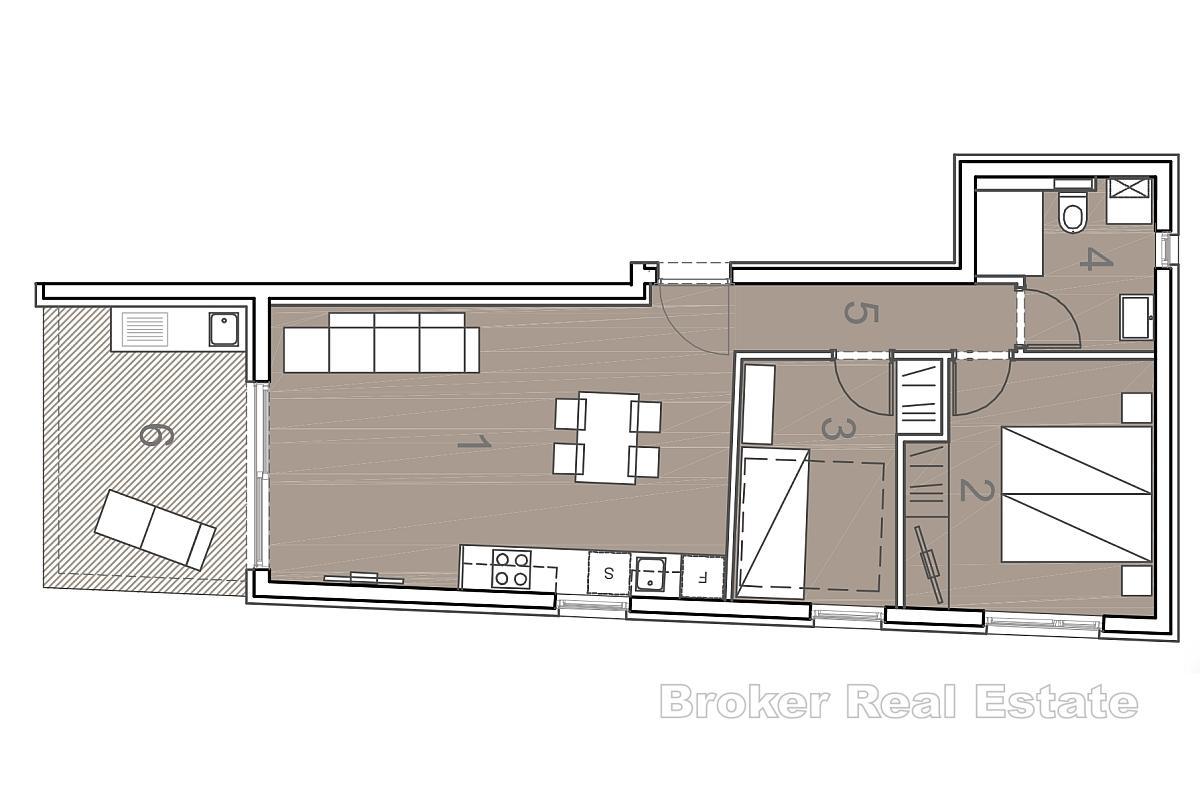 Apartament z dwiema sypialniami, balkonem i widokiem na morze