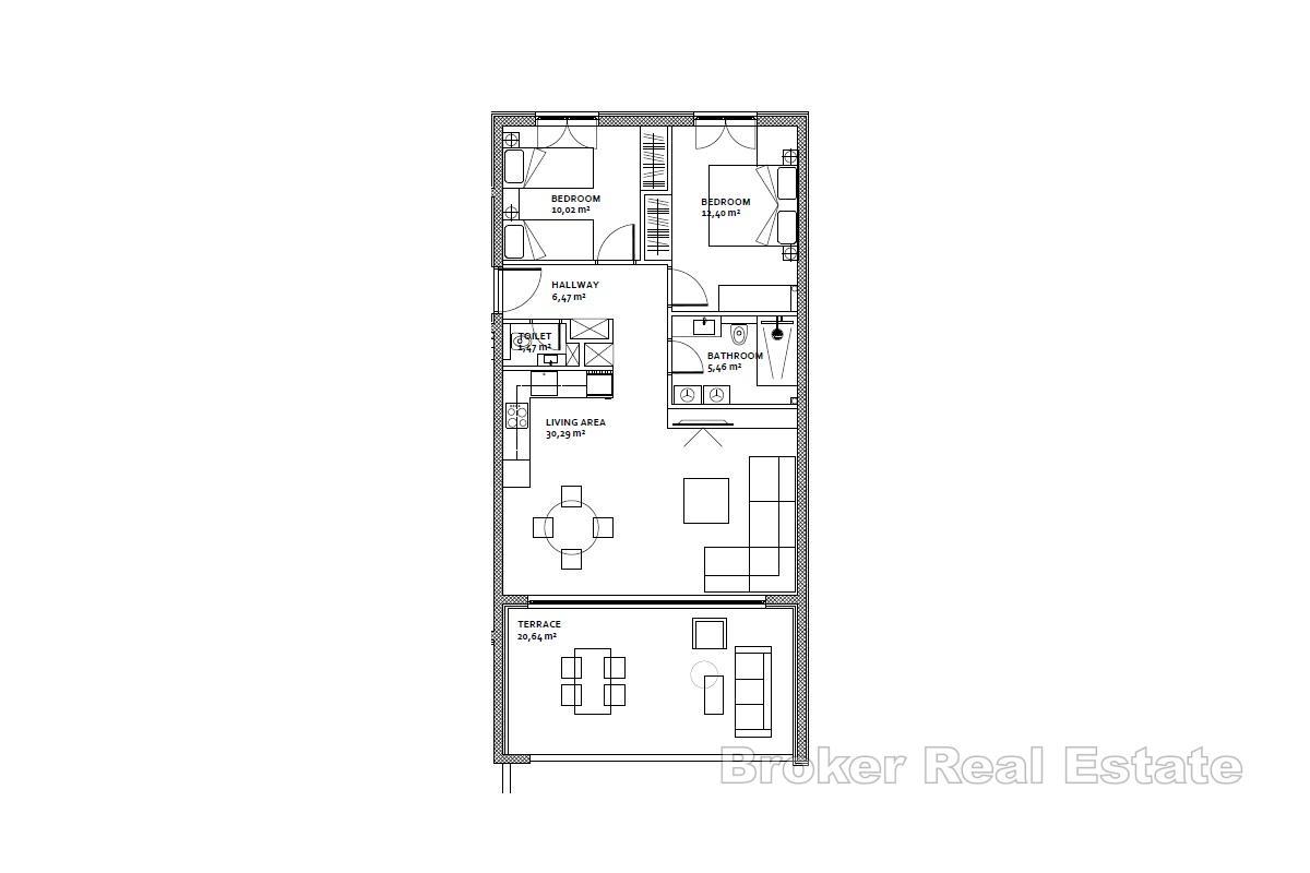 Appartement moderne de deux chambres en bord de mer