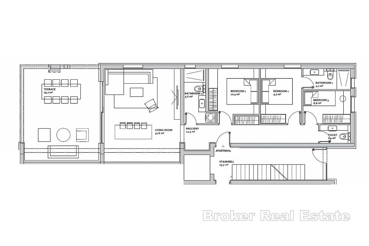 Moderan penthouse s privatnim bazenom u prvom redu do mora