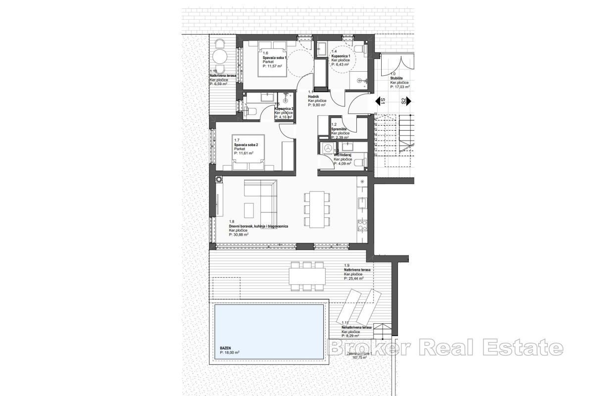 Elegancki apartament na parterze z basenem