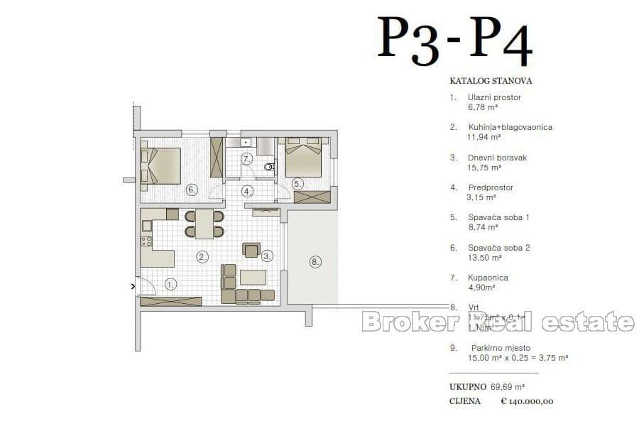 Vodice - Krásné apartmány v novostavbě