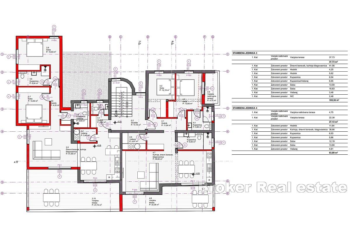 Six apartments in a new building near the sea