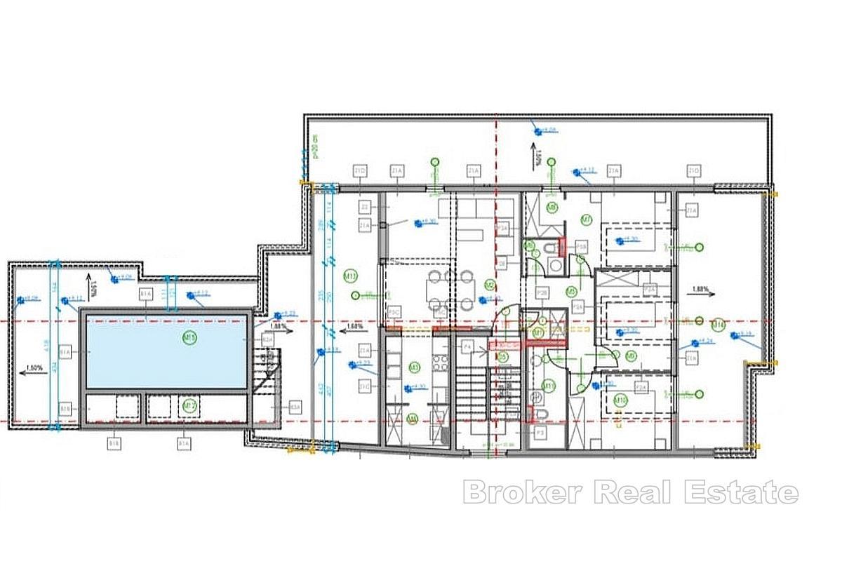 Moderní přímořská nemovitost – penthouse s bazénem v Rogoznici