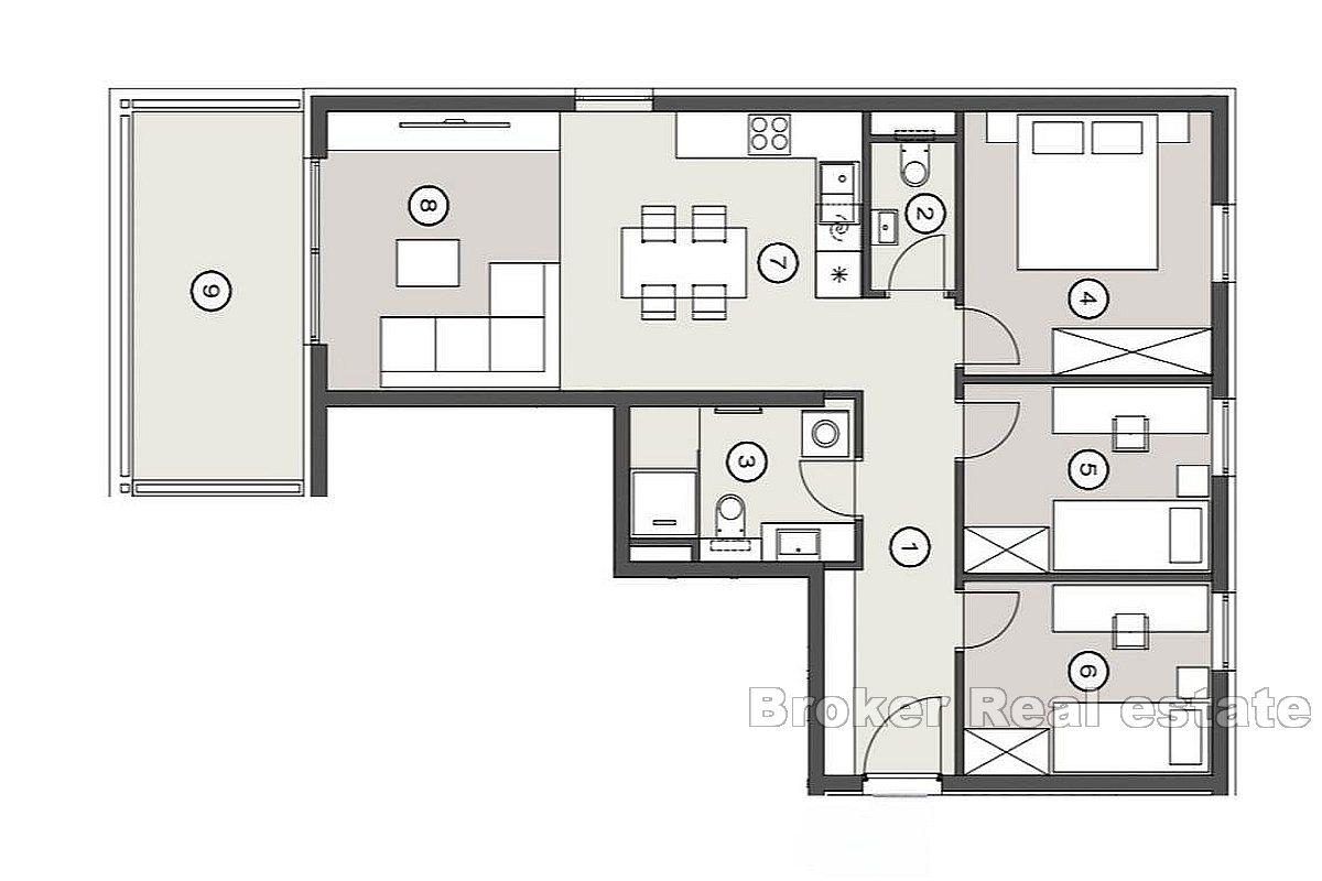 Trzypokojowe mieszkanie w nowoczesnym budynku z miejscami garażowymi
