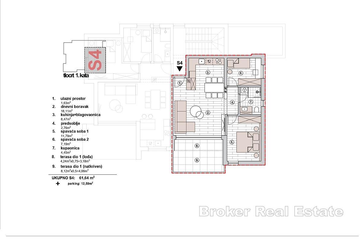 Moderan stan s pogledom na more u novogradnji