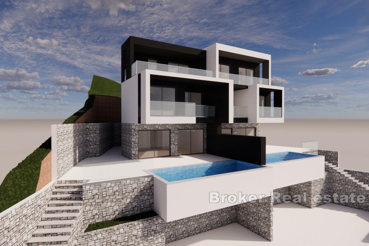 Dvojvila s bazénem v blízkosti moře