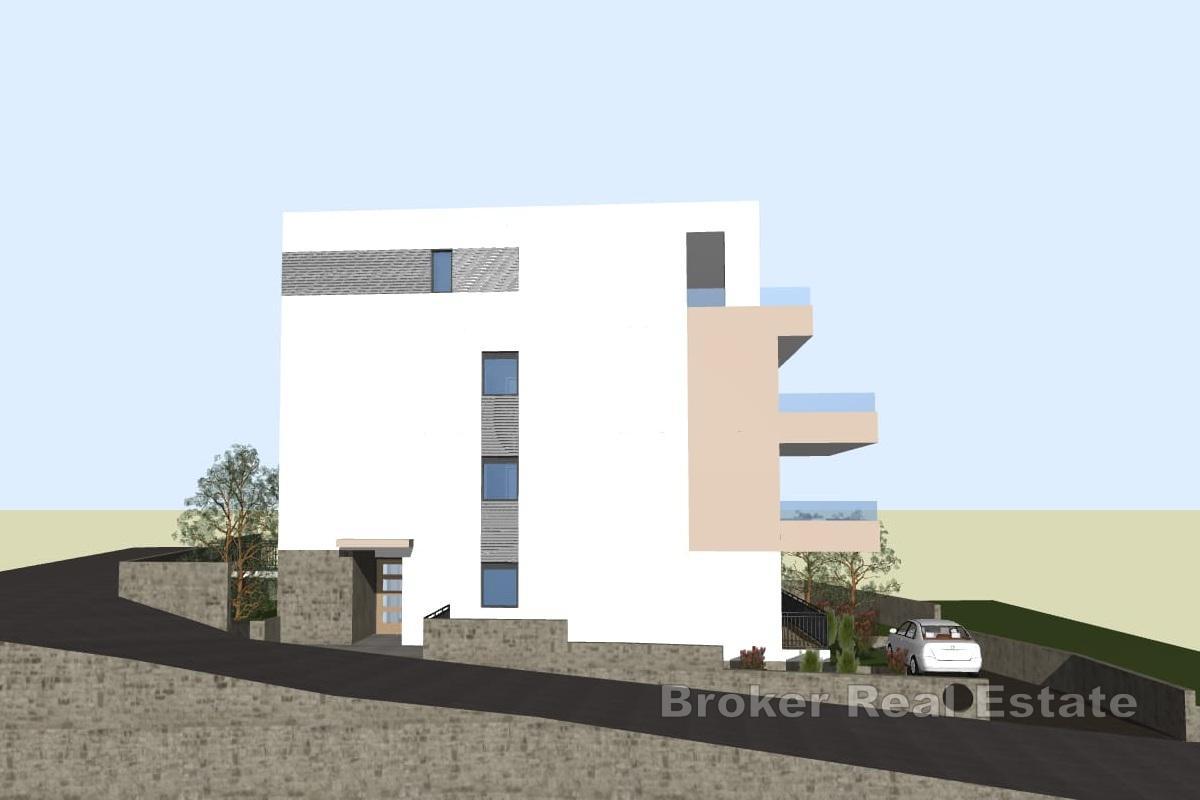 Penthouse de trois chambres dans un nouvel immeuble avec vue sur la mer
