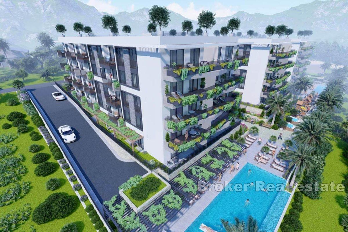 Modern apartments in a new building with a view of the Mediterranean coast