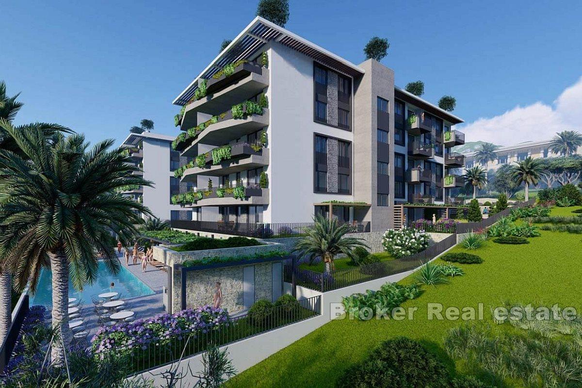 Modern apartments in a new building with a view of the Mediterranean coast