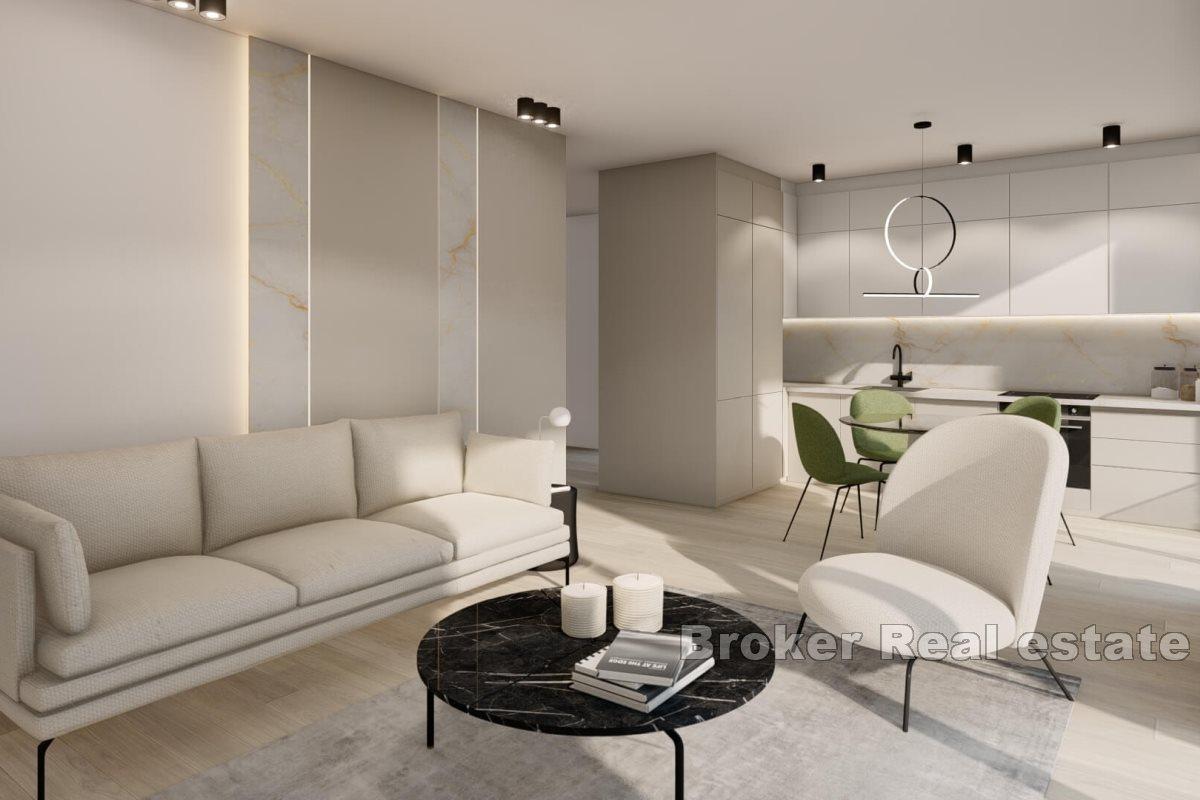 Modern apartments in a new building with a view of the Mediterranean coast