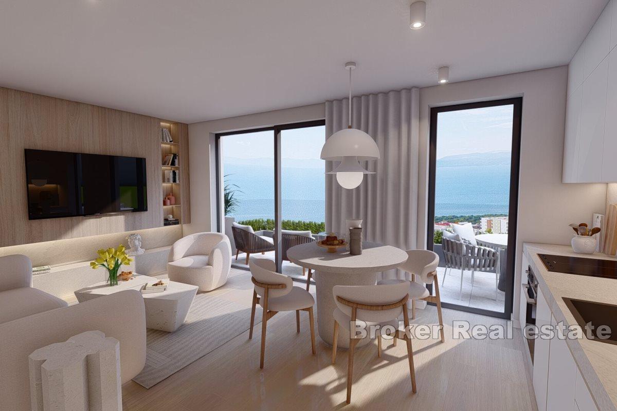 Modern apartments in a new building with a view of the Mediterranean coast