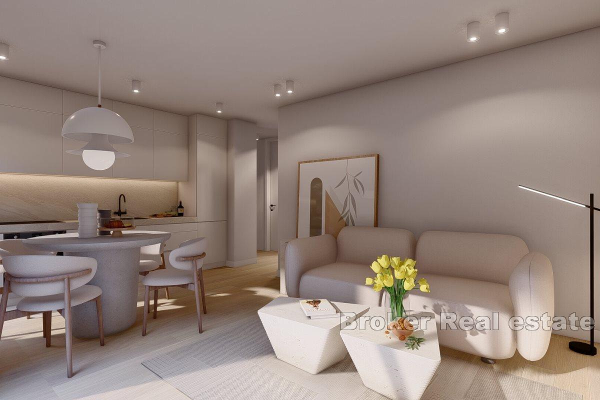 Modern apartments in a new building with a view of the Mediterranean coast