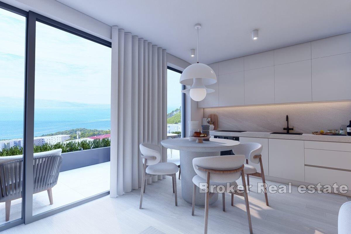 Modern apartments in a new building with a view of the Mediterranean coast
