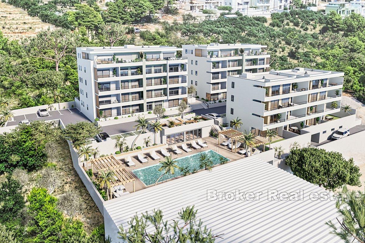 Modern apartments in a new building with a view of the Mediterranean coast