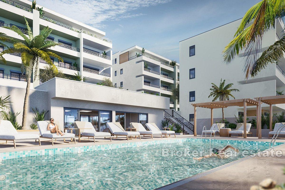 Modern apartments in a new building with a view of the Mediterranean coast