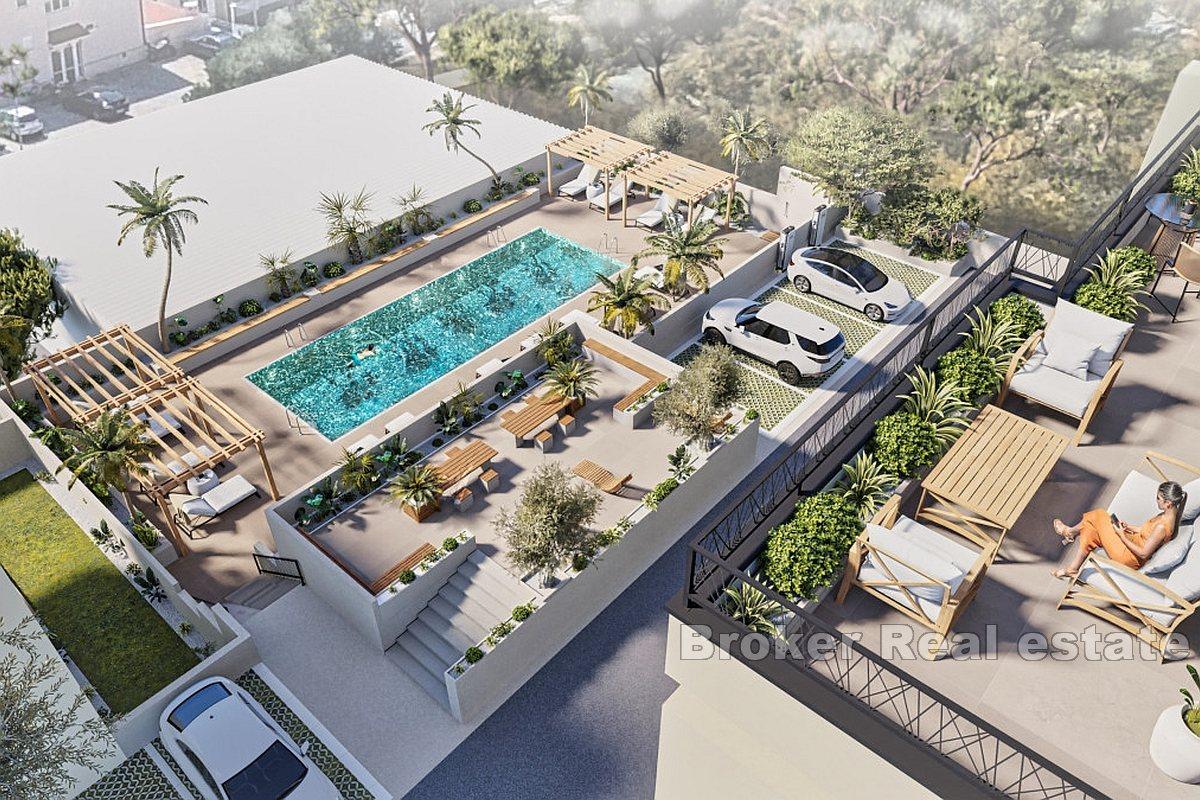 Modern apartments in a new building with a view of the Mediterranean coast