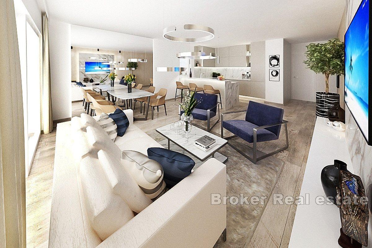 Modern apartments in a new building with a view of the Mediterranean coast