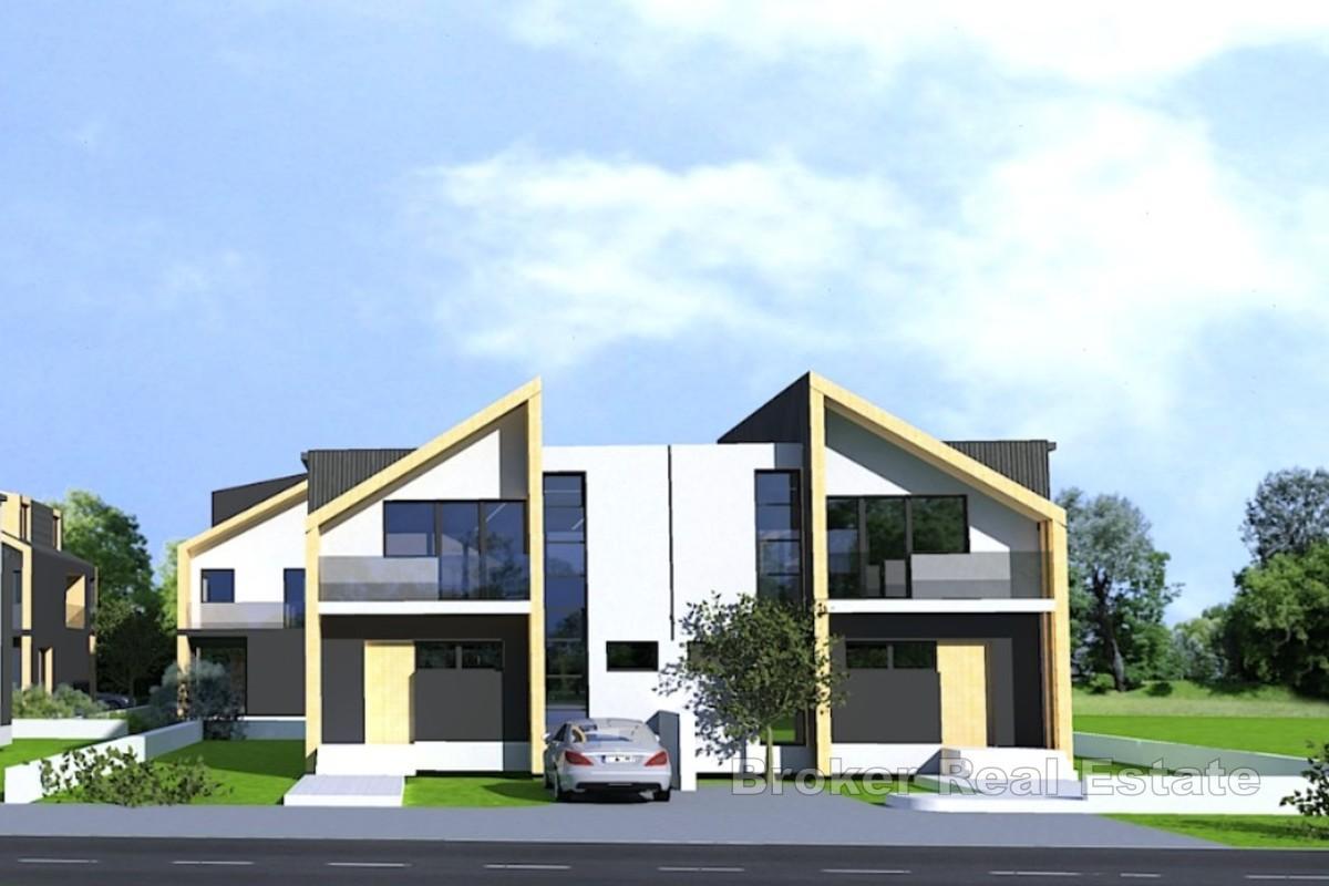 Nowoczesny dom w zabudowie bliźniaczej z ogrodem