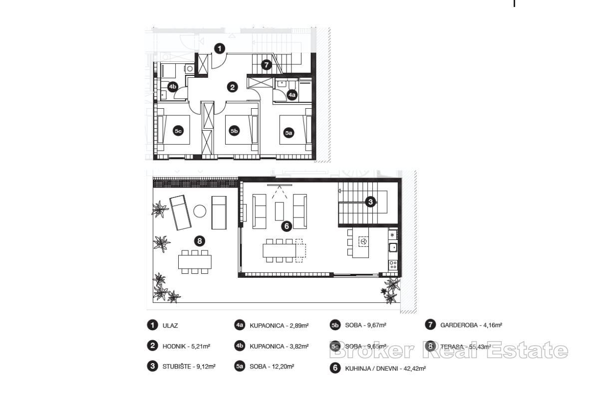 Neubau - Moderne zweistöckige Wohnung mit großer Terrasse und Meeresnähe