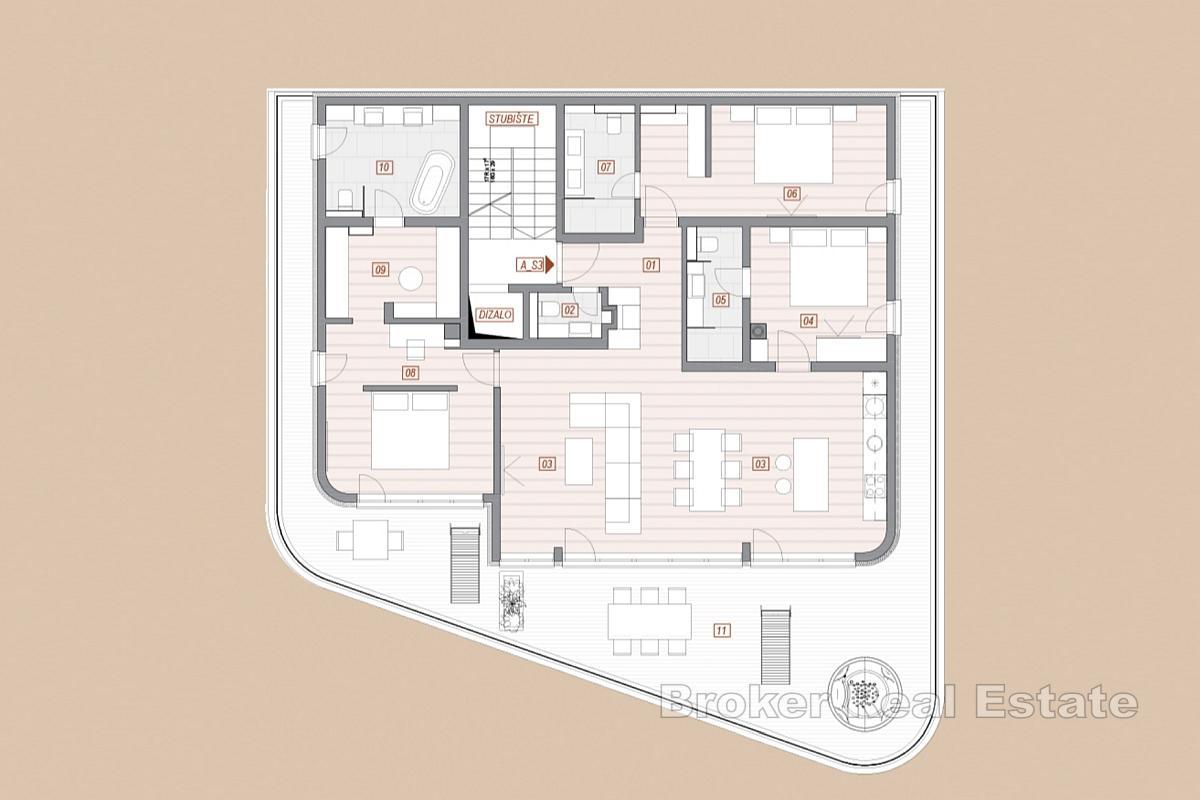 Penthouse z tarasem, jacuzzi i panoramicznym widokiem na morze