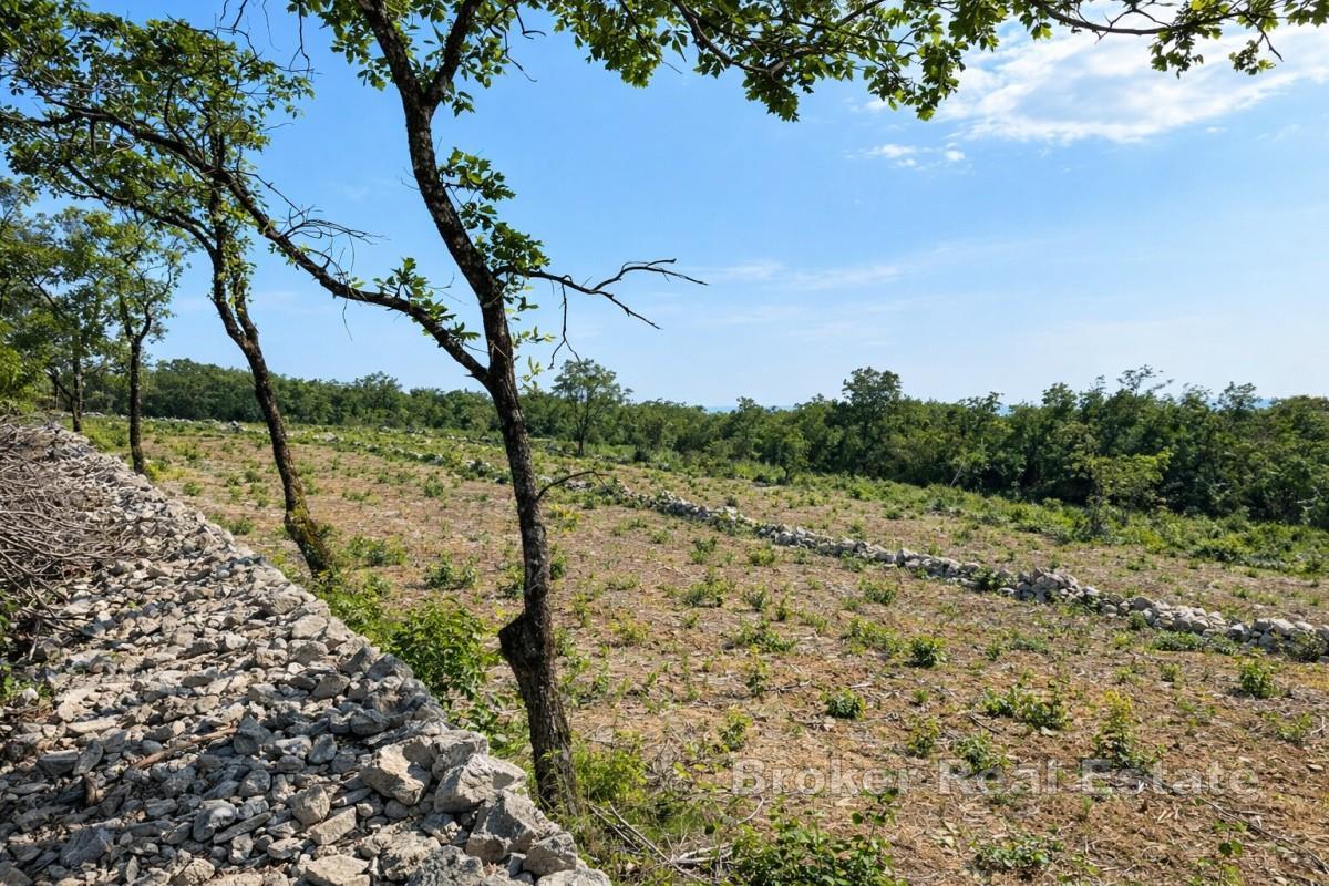Investiční pozemek s výhledem na moře ve východní Istrii
