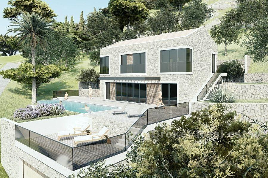 Ön Hvar - Mark med en ruin och öppen havsutsikt