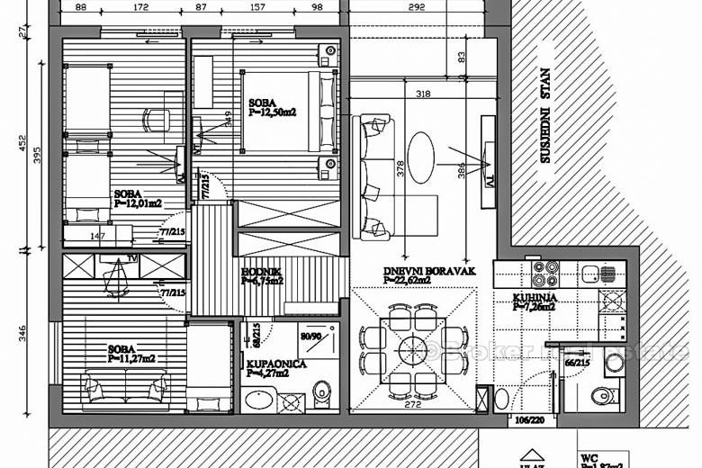 Podział miasta. Apartament z trzema sypialniami