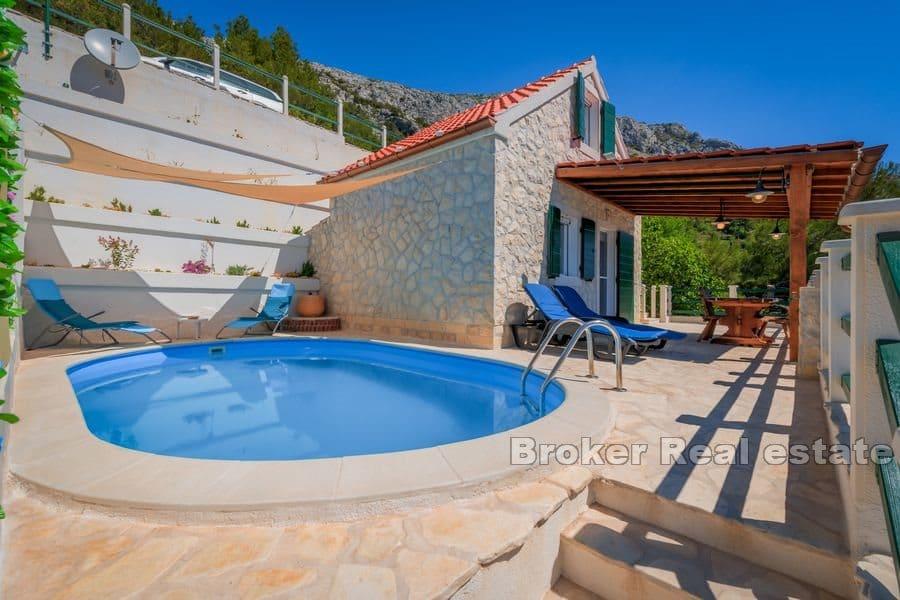 Omis - Stone house with pool and open sea view