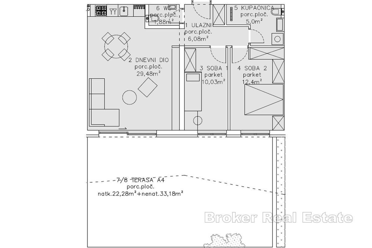 Appartamento con due camere da letto con terrazza in una posizione privilegiata