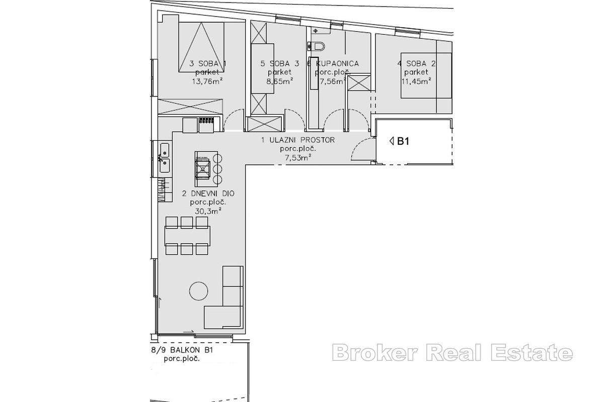 Apartament z trzema sypialniami i tarasem
