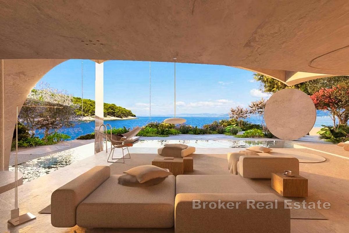 Stavebný pozemok s moderným projektom vily na jedinečnom pobrežnom mieste