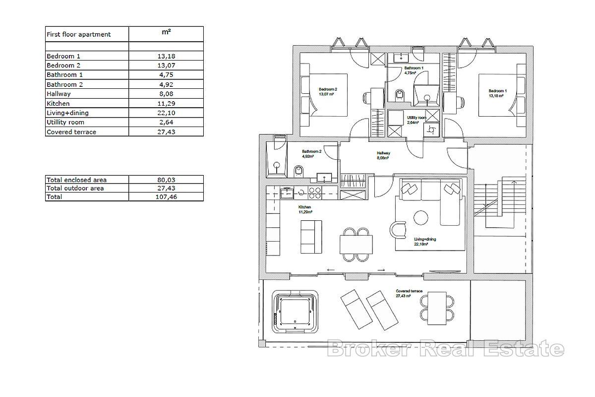 Two-Bedroom Apartment in a New Building