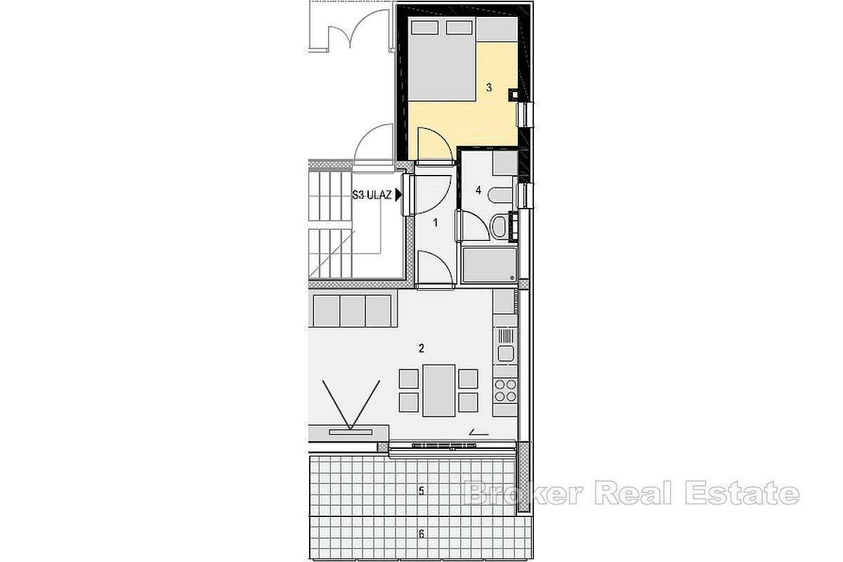 Jednoizbový apartmán v prvom rade pri mori